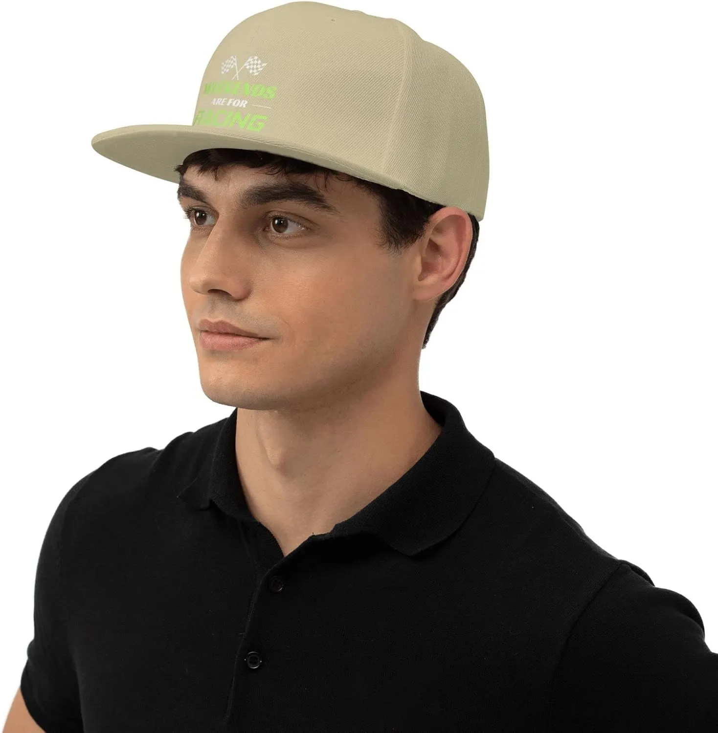 Car Racing Race Funny Motorsport Flat Brim Baseball Cap,Classic Snapback Hat Trucker Hat for Men & Women,Black