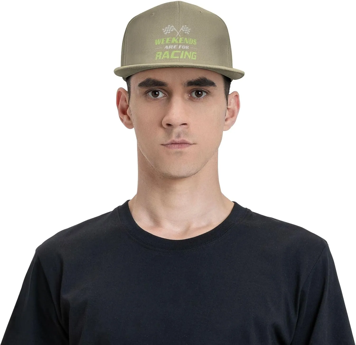 Car Racing Race Funny Motorsport Flat Brim Baseball Cap,Classic Snapback Hat Trucker Hat for Men & Women,Black