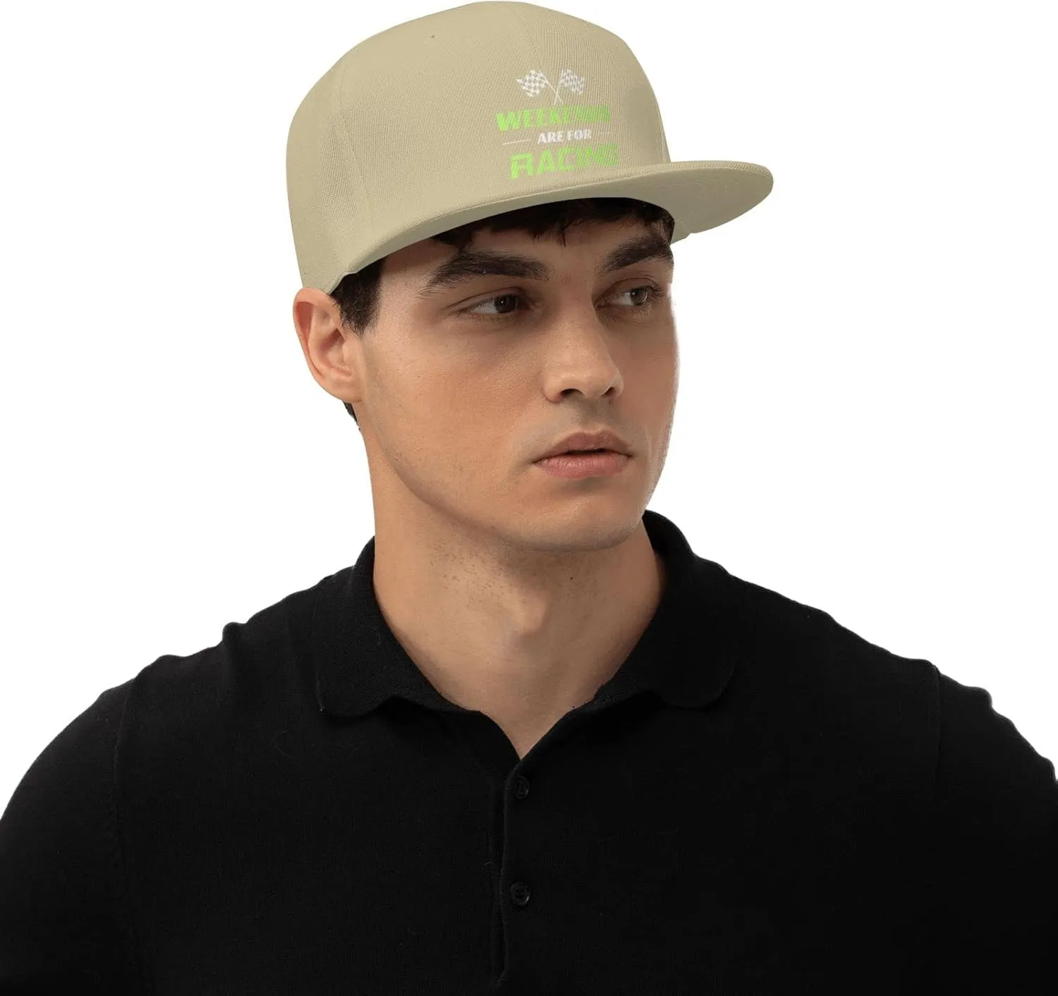 Car Racing Race Funny Motorsport Flat Brim Baseball Cap,Classic Snapback Hat Trucker Hat for Men & Women,Black