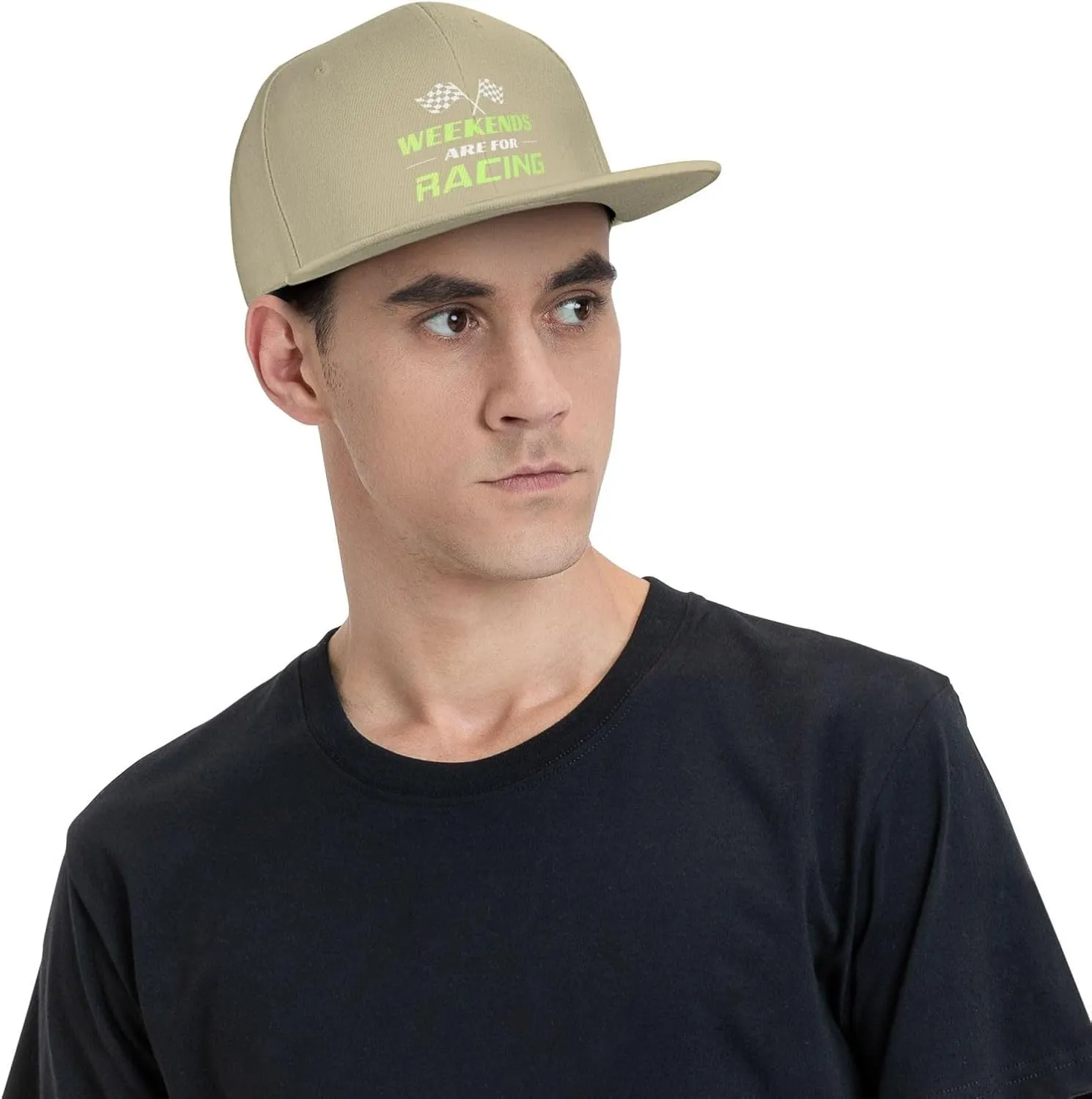 Car Racing Race Funny Motorsport Flat Brim Baseball Cap,Classic Snapback Hat Trucker Hat for Men & Women,Black
