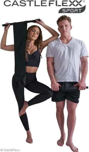 CastleFlexx Sport Mobility and Full Body Strengthening Device |Non-Elastic Stretch Strap with Super-Grip Tactical Silicone Handles for Exercise, Stretching, Therapy & Yoga |Height 5’9”