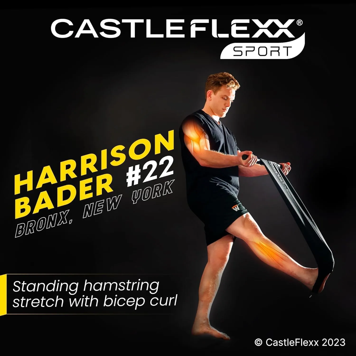 CastleFlexx Sport Mobility and Full Body Strengthening Device |Non-Elastic Stretch Strap with Super-Grip Tactical Silicone Handles for Exercise, Stretching, Therapy & Yoga |Height 5’9”