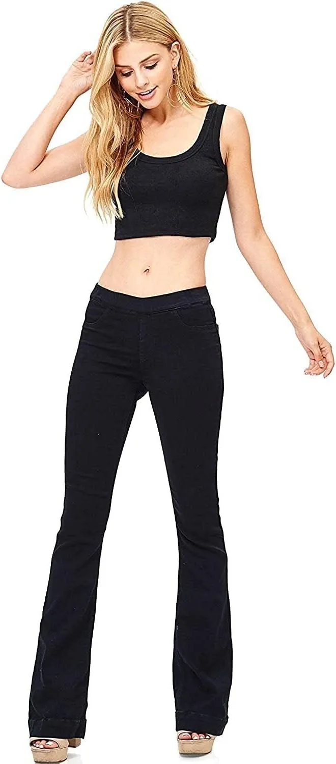 Cello Women's Juniors Mid Waist Skinny Fit Bootcut Pants