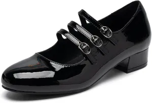 Cestfini Mary Jane Shoes Women Slip on Ballet Flat Dressy Comfortable Round Toe Black Flats Shoes Ankle Strap Flats for Women