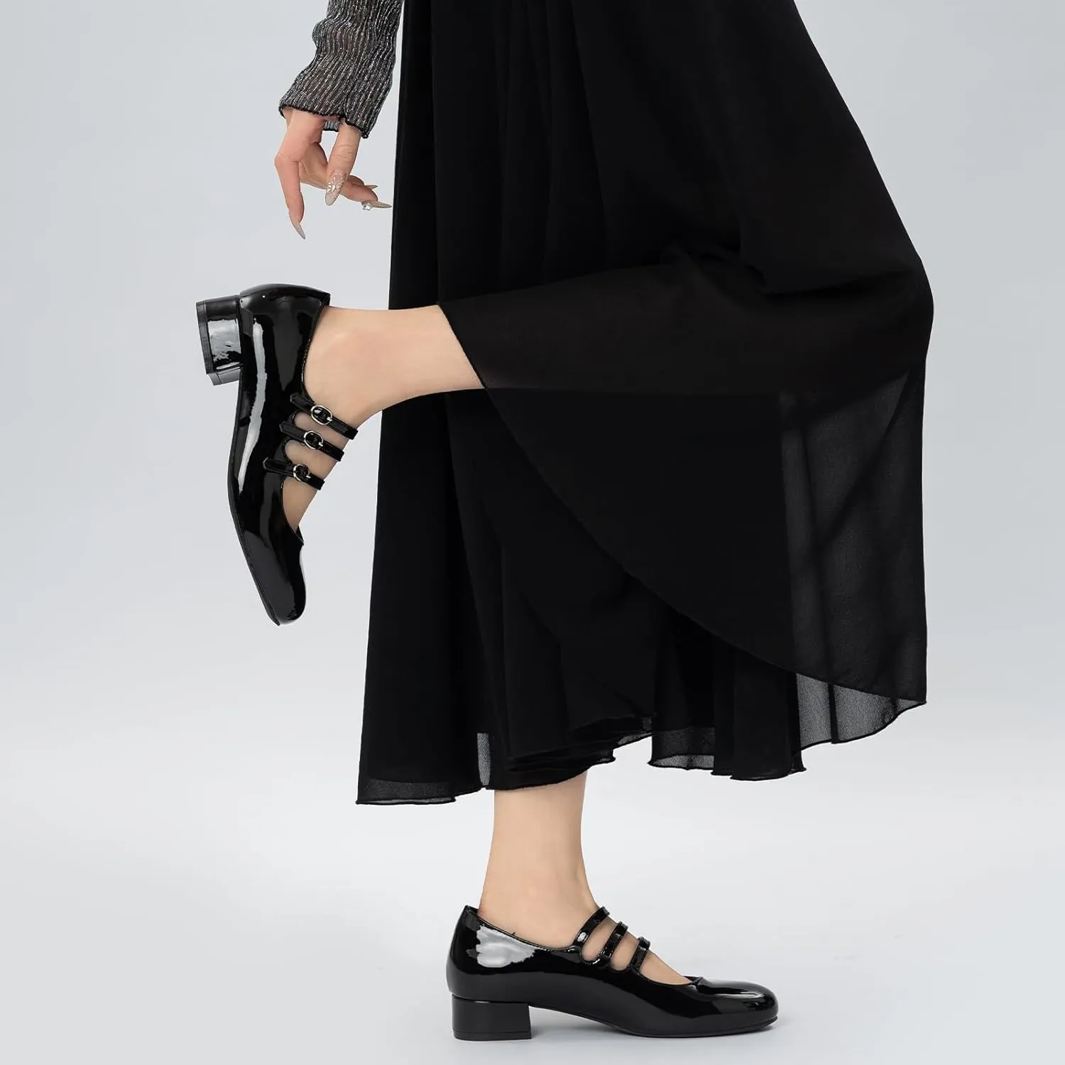 Cestfini Mary Jane Shoes Women Slip on Ballet Flat Dressy Comfortable Round Toe Black Flats Shoes Ankle Strap Flats for Women