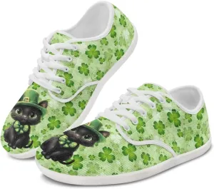 chaqlin Green Leaves Tennis Sneakers Women Wide Non Slip Casual Walking Shoes Comfortable Flat Barefoot Shoes Lace Up Sneaker
