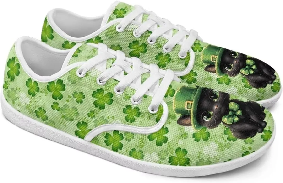 chaqlin Green Leaves Tennis Sneakers Women Wide Non Slip Casual Walking Shoes Comfortable Flat Barefoot Shoes Lace Up Sneaker