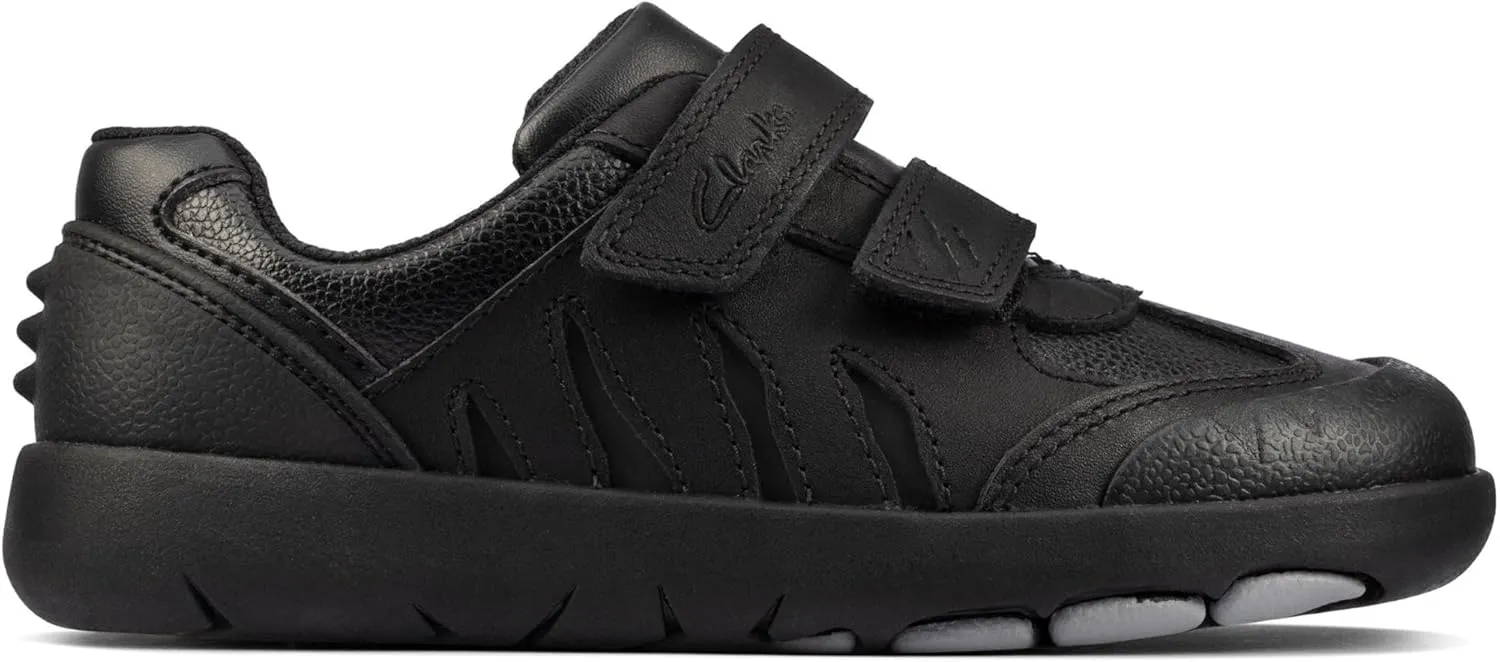 Clarks School Unisex Child Clarks Rex Stride Kids Leather-Black-G (Wide) -11 UK / 29 EU