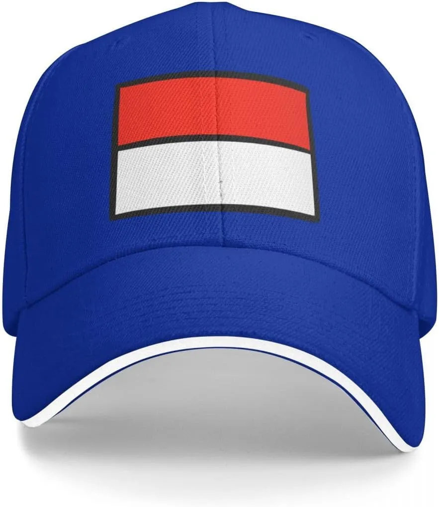 Classic Sandwich Baseball Cap-Indonesia Flag Flat Pattern Adjustable Unisex Sports Hat for Running Outdoor Four Seasons Comfo