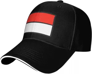 Classic Sandwich Baseball Cap-Indonesia Flag Flat Pattern Adjustable Unisex Sports Hat for Running Outdoor Four Seasons Comfo
