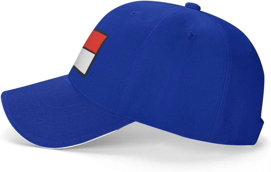 Classic Sandwich Baseball Cap-Indonesia Flag Flat Pattern Adjustable Unisex Sports Hat for Running Outdoor Four Seasons Comfo