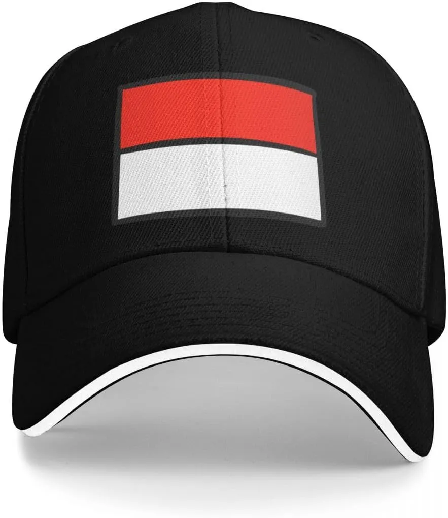 Classic Sandwich Baseball Cap-Indonesia Flag Flat Pattern Adjustable Unisex Sports Hat for Running Outdoor Four Seasons Comfo