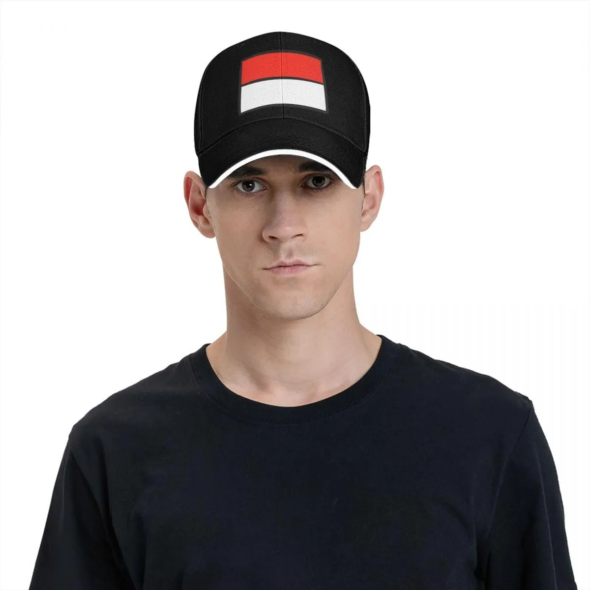 Classic Sandwich Baseball Cap-Indonesia Flag Flat Pattern Adjustable Unisex Sports Hat for Running Outdoor Four Seasons Comfo