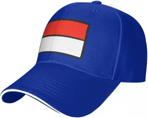 Classic Sandwich Baseball Cap-Indonesia Flag Flat Pattern Adjustable Unisex Sports Hat for Running Outdoor Four Seasons Comfo