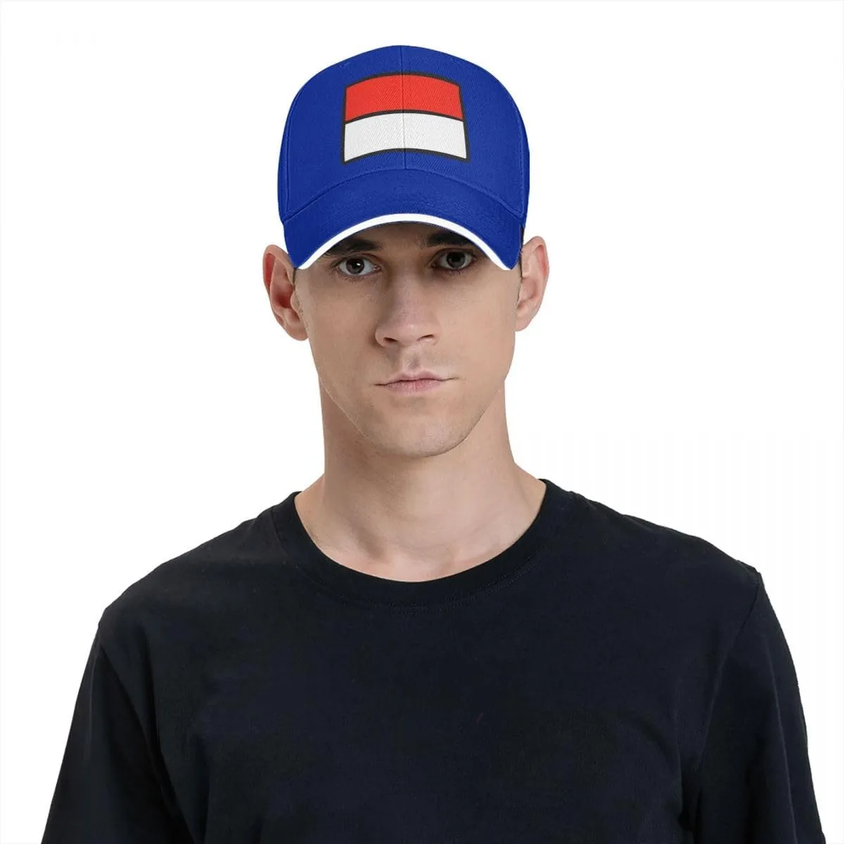 Classic Sandwich Baseball Cap-Indonesia Flag Flat Pattern Adjustable Unisex Sports Hat for Running Outdoor Four Seasons Comfo