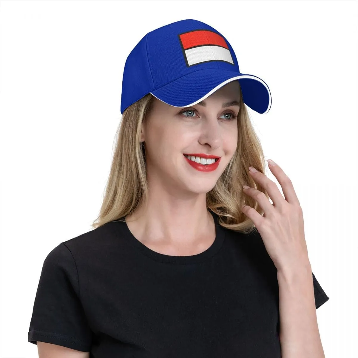 Classic Sandwich Baseball Cap-Indonesia Flag Flat Pattern Adjustable Unisex Sports Hat for Running Outdoor Four Seasons Comfo