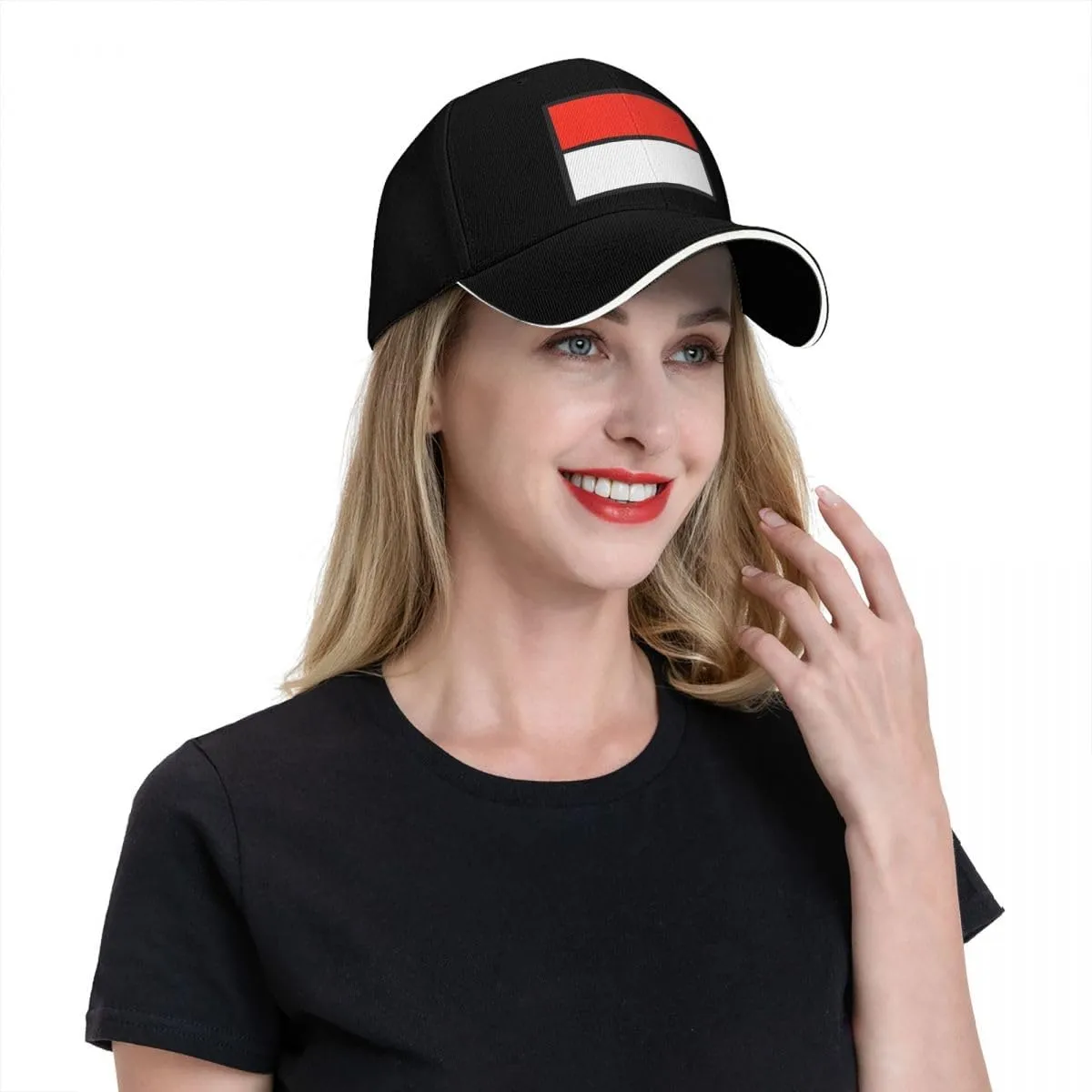 Classic Sandwich Baseball Cap-Indonesia Flag Flat Pattern Adjustable Unisex Sports Hat for Running Outdoor Four Seasons Comfo