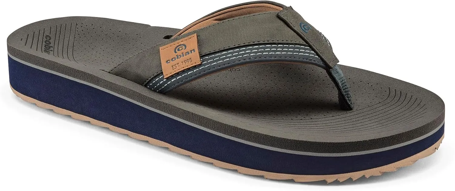 Cobian Men’s Roca Rise Synthetic Leather Strap Flip-Flop Sandals