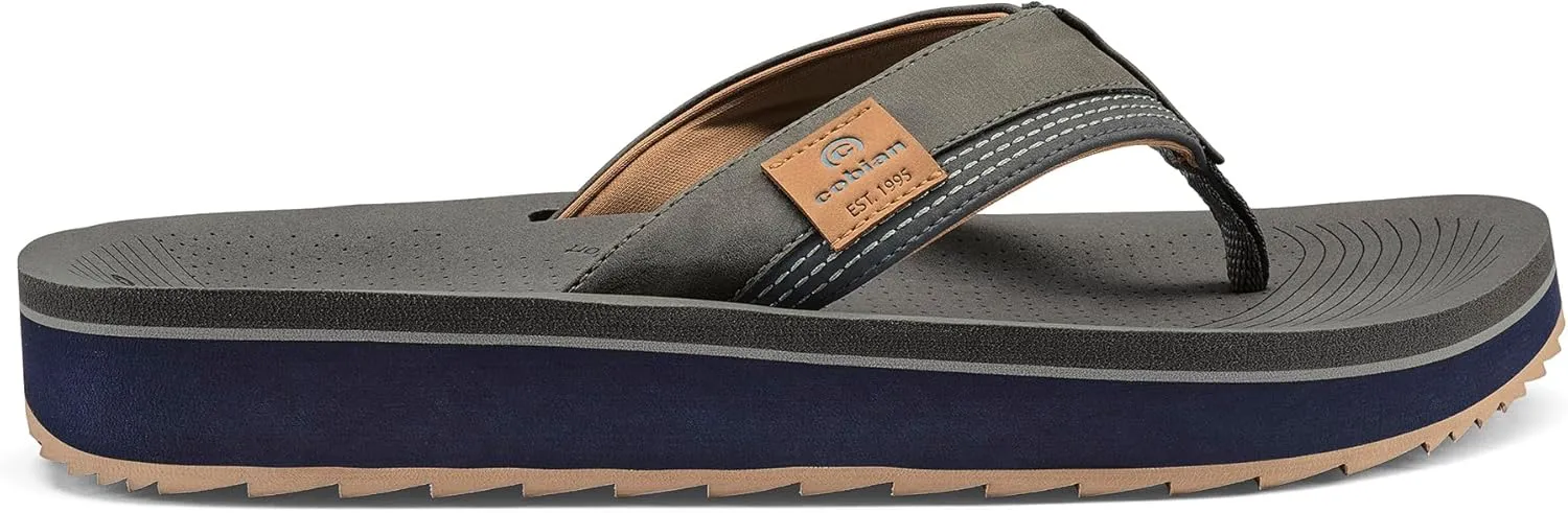 Cobian Men’s Roca Rise Synthetic Leather Strap Flip-Flop Sandals