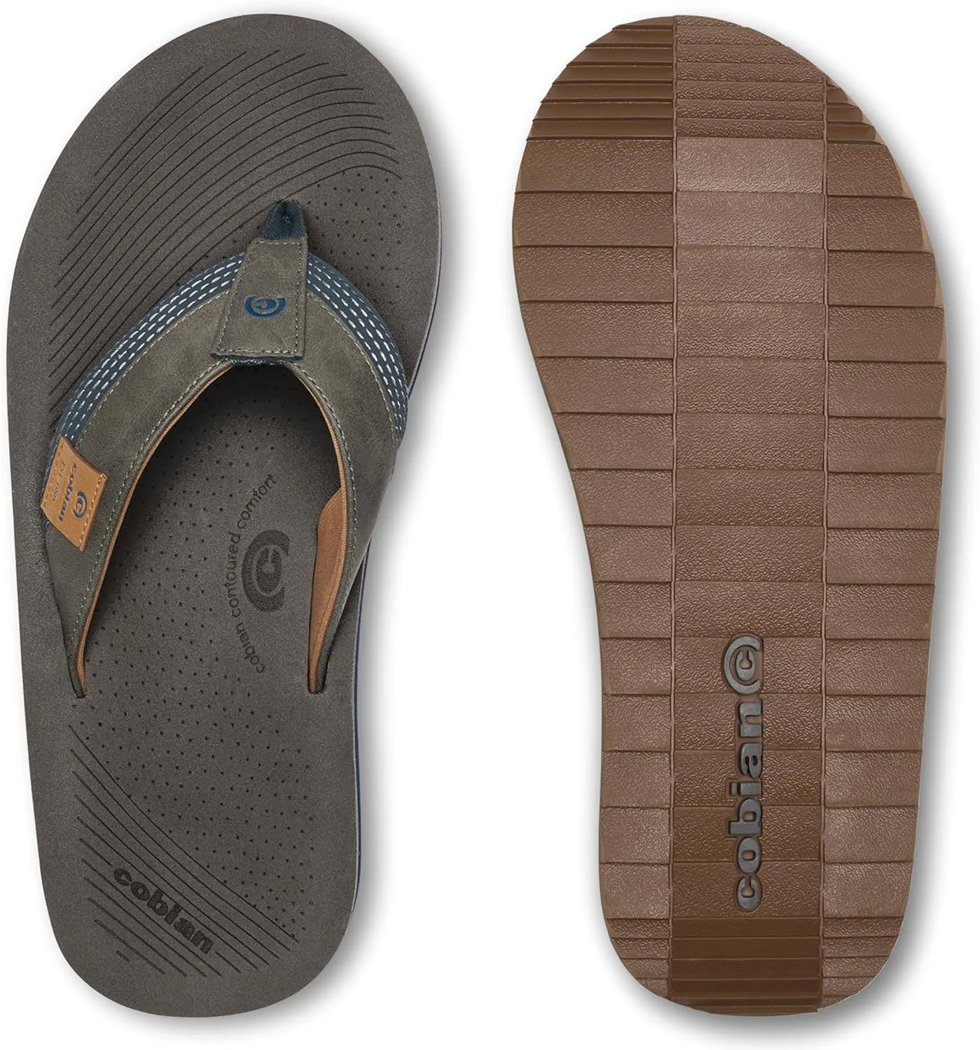 Cobian Men’s Roca Rise Synthetic Leather Strap Flip-Flop Sandals