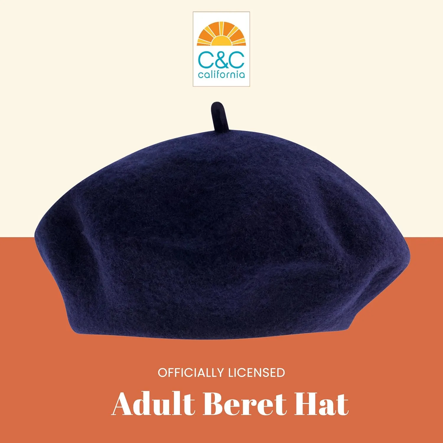 Concept One C California Hat, Classic Wool French Beret for Men and Women