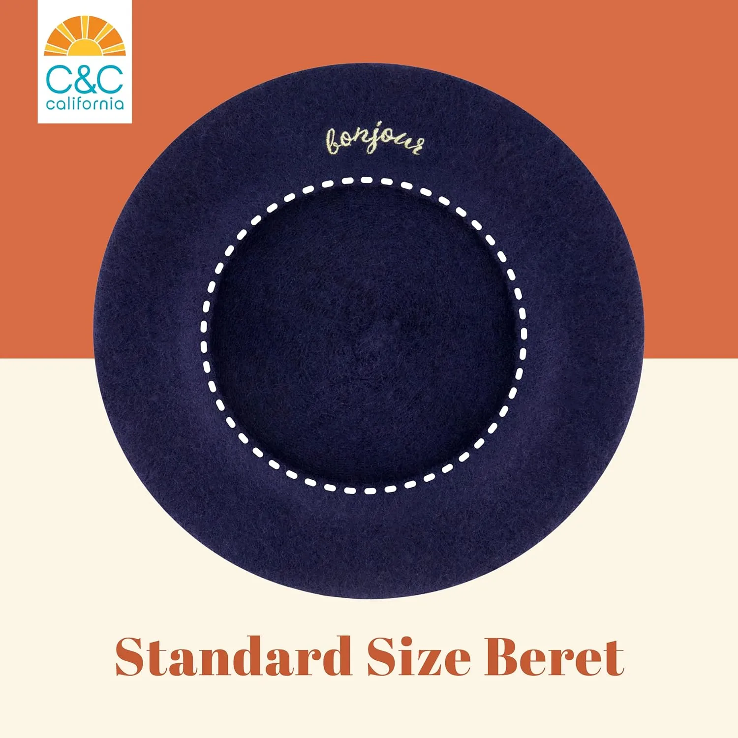 Concept One C California Hat, Classic Wool French Beret for Men and Women