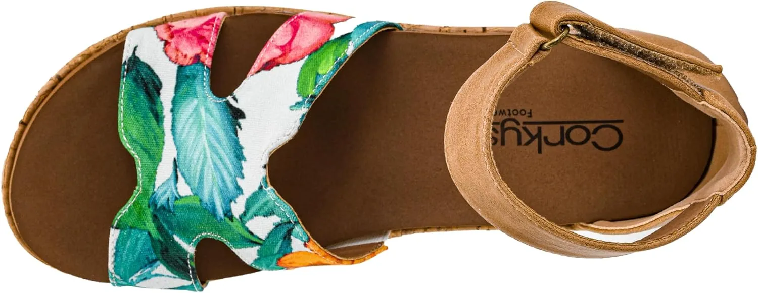 Corkys Footwear Women's Rom Com 2.5 Inch Sandal Wedge - Comfortable Cushioned Footbed, Trendy, with Adjustable Hook and Loop Strap for All-Day Wear, Versatile Style