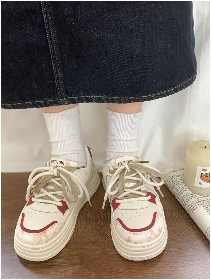 Cute Bear Shoes Thick Sole Y2K Chunky Sneaker Platform Kawaii Japanese Retro Colorful Pretty Pastel Aesthetic Pink Elevated Lug White Trainer for Women Girl Casual School Summer Travel