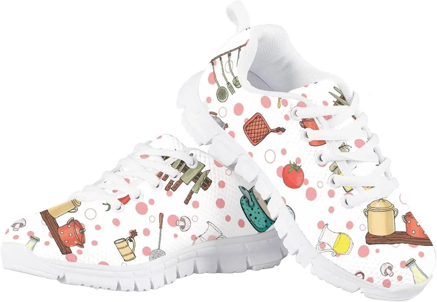 Cute Tennis Shoes for Girls Kids Mesh Running Shoes Lace Up Walking Athletic Sneakers