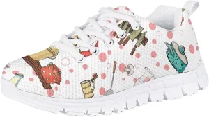 Cute Tennis Shoes for Girls Kids Mesh Running Shoes Lace Up Walking Athletic Sneakers