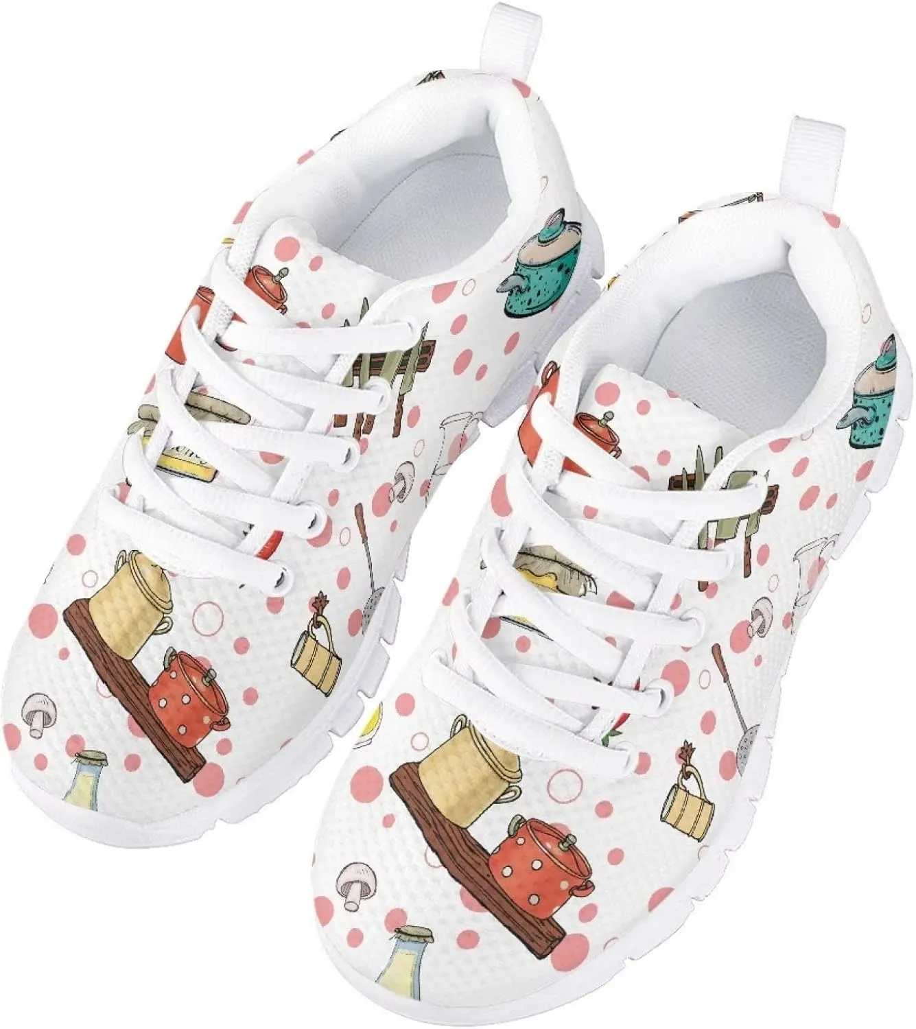 Cute Tennis Shoes for Girls Kids Mesh Running Shoes Lace Up Walking Athletic Sneakers