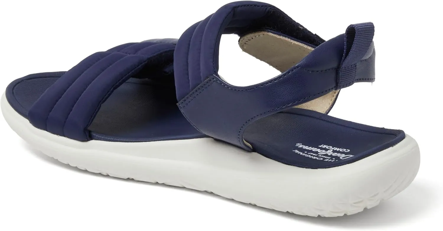Dearfoams Women's Comfortable Strap Thea Easy on Off Cushioned Lightweight Walking Shoe Sandal Flat