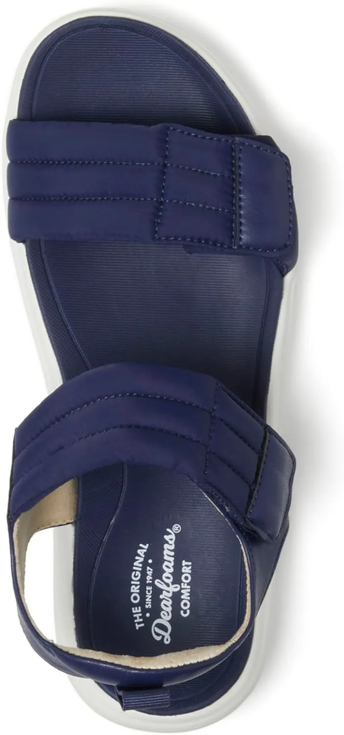 Dearfoams Women's Comfortable Strap Thea Easy on Off Cushioned Lightweight Walking Shoe Sandal Flat