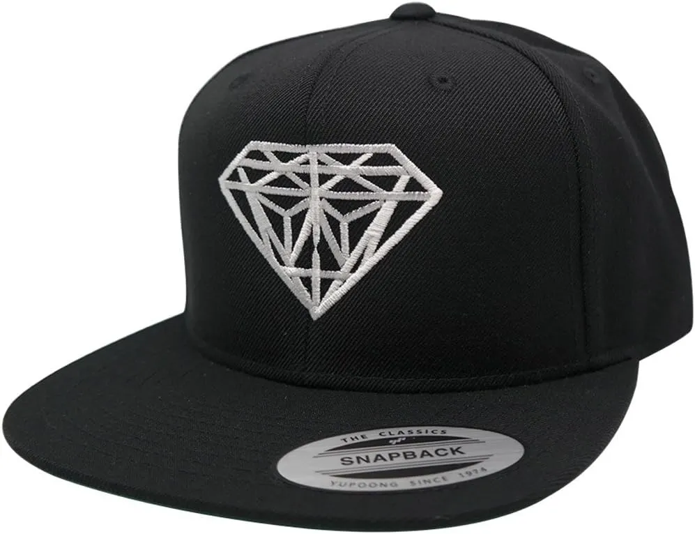 Diamond Embroidered Flat Bill Snapback Cap