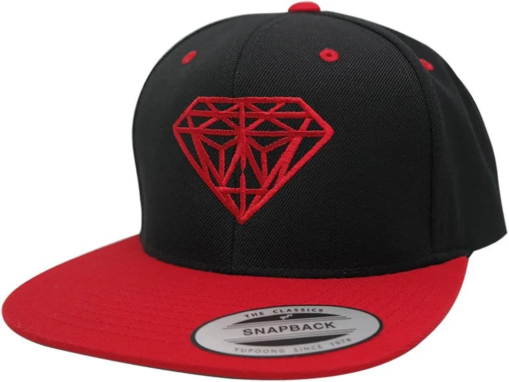 Diamond Embroidered Flat Bill Snapback Cap