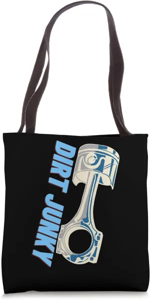 Dirt Junky piston moto bike race track mx flat pit cycle fun Tote Bag