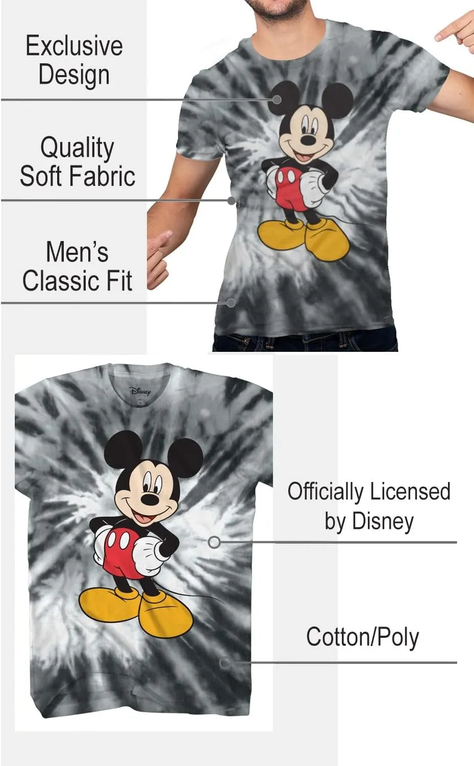 Disney Men's Tshirt Mickey Mouse Classic