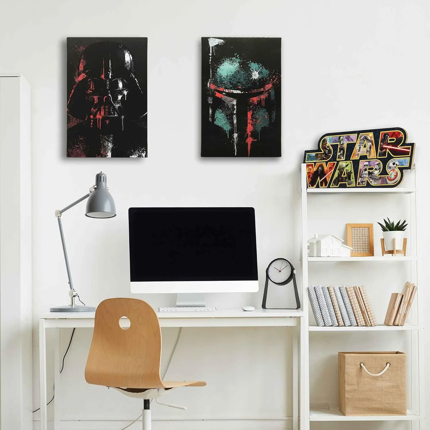 Disney Star Wars Logo Collage Wood Wall Decor - Classic Star Wars Wall Art For Bedroom, Man Cave or Movie Room