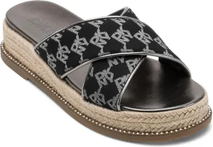 DKNY Women's Berris Criss Cross Espadrille Platform Sandal with Logo Flat