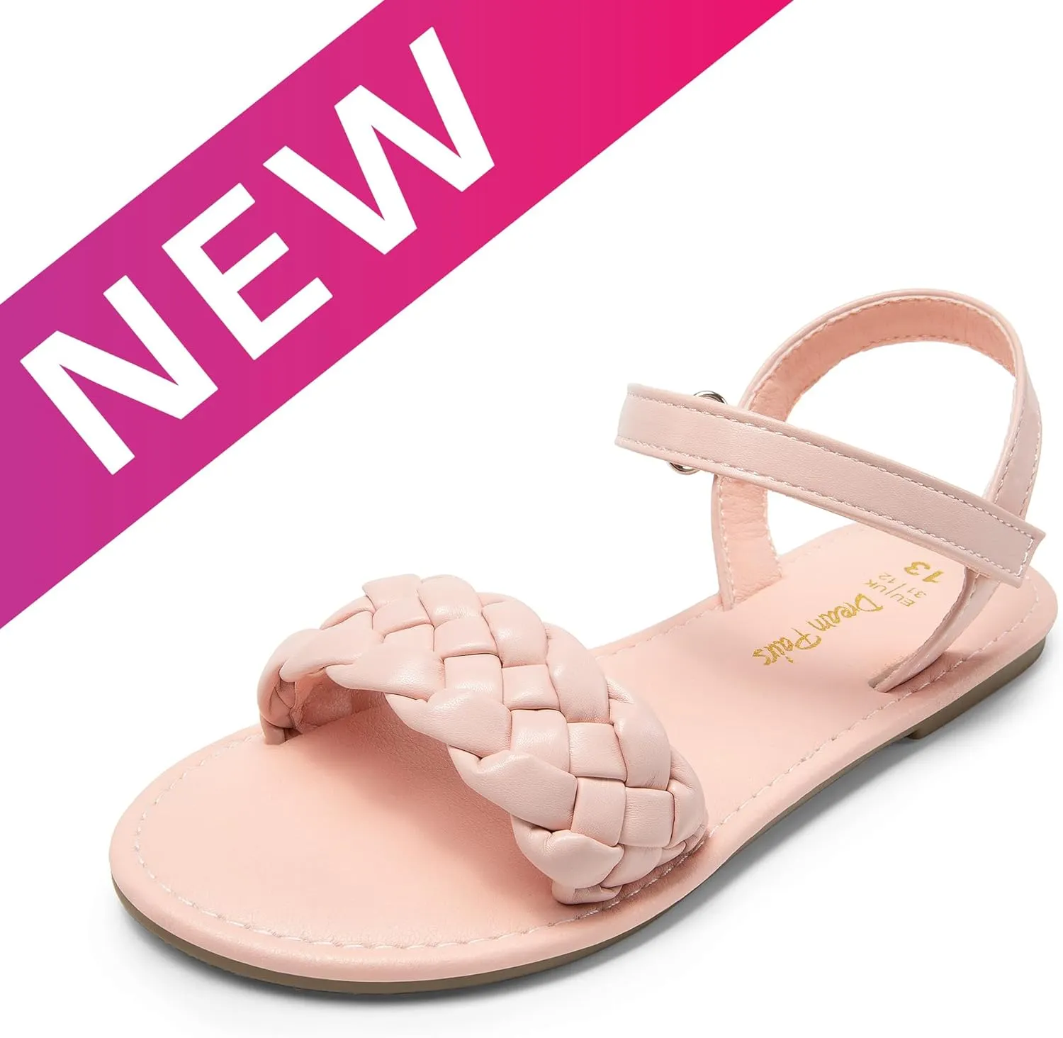 DREAM PAIRS Girls Sandals Classic Open Toe Braided Flat Sandals Summer Dress Shoes