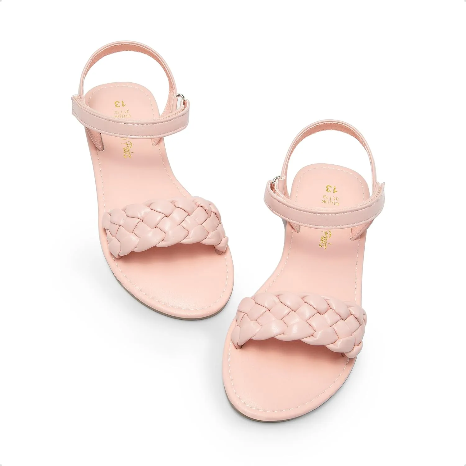 DREAM PAIRS Girls Sandals Classic Open Toe Braided Flat Sandals Summer Dress Shoes