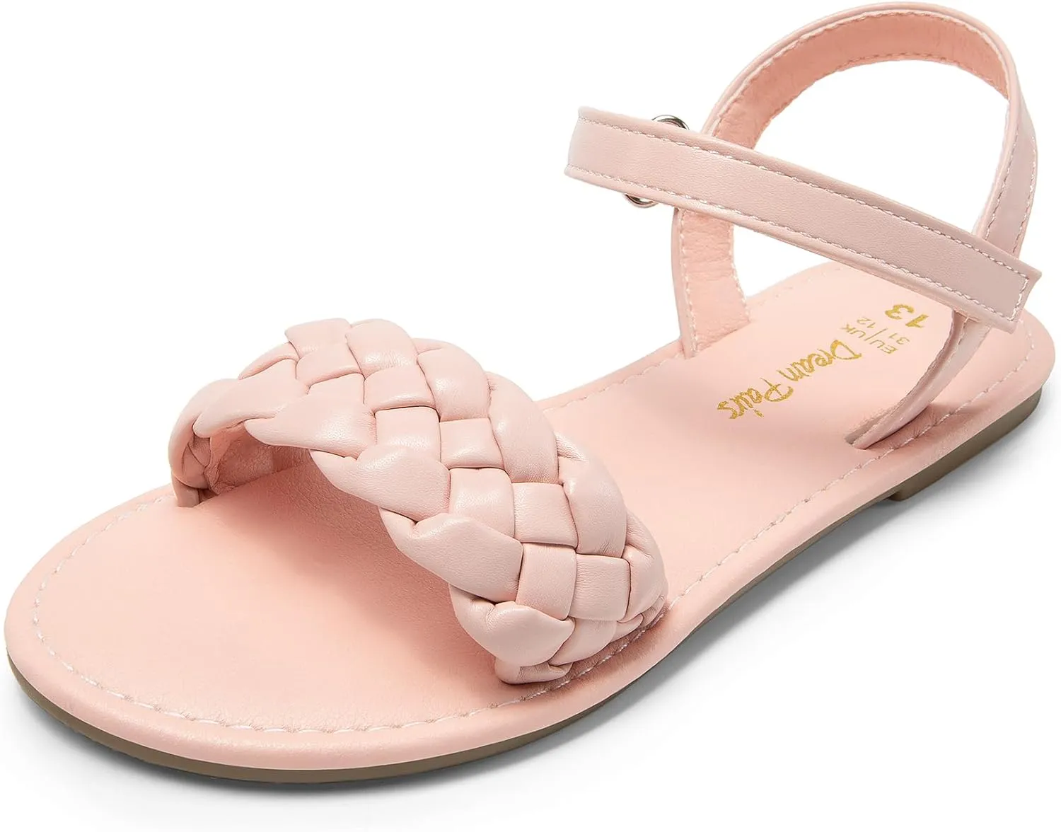 DREAM PAIRS Girls Sandals Classic Open Toe Braided Flat Sandals Summer Dress Shoes
