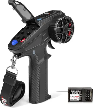 DUMBORC X6PM-350 2.4GHz 6CH Mini RC Radio Transmitter with X6FG Gyro Receiver with Low Voltage Alarm & Fail-Safe Function Mixed Mode for RC Vehicle Car Boat Tank Model Parts Portable Remote Controller