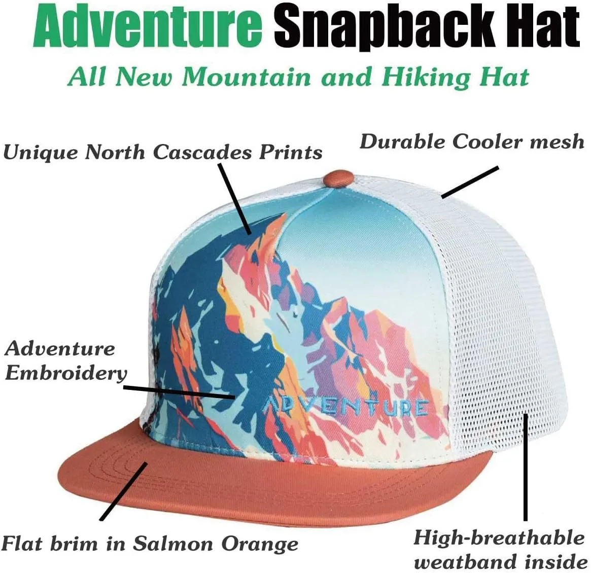 EDTREK Adventure Snapback Hat - Surf Hat - Beach Hat - Hiking Trucker Hat - Flying High Hat