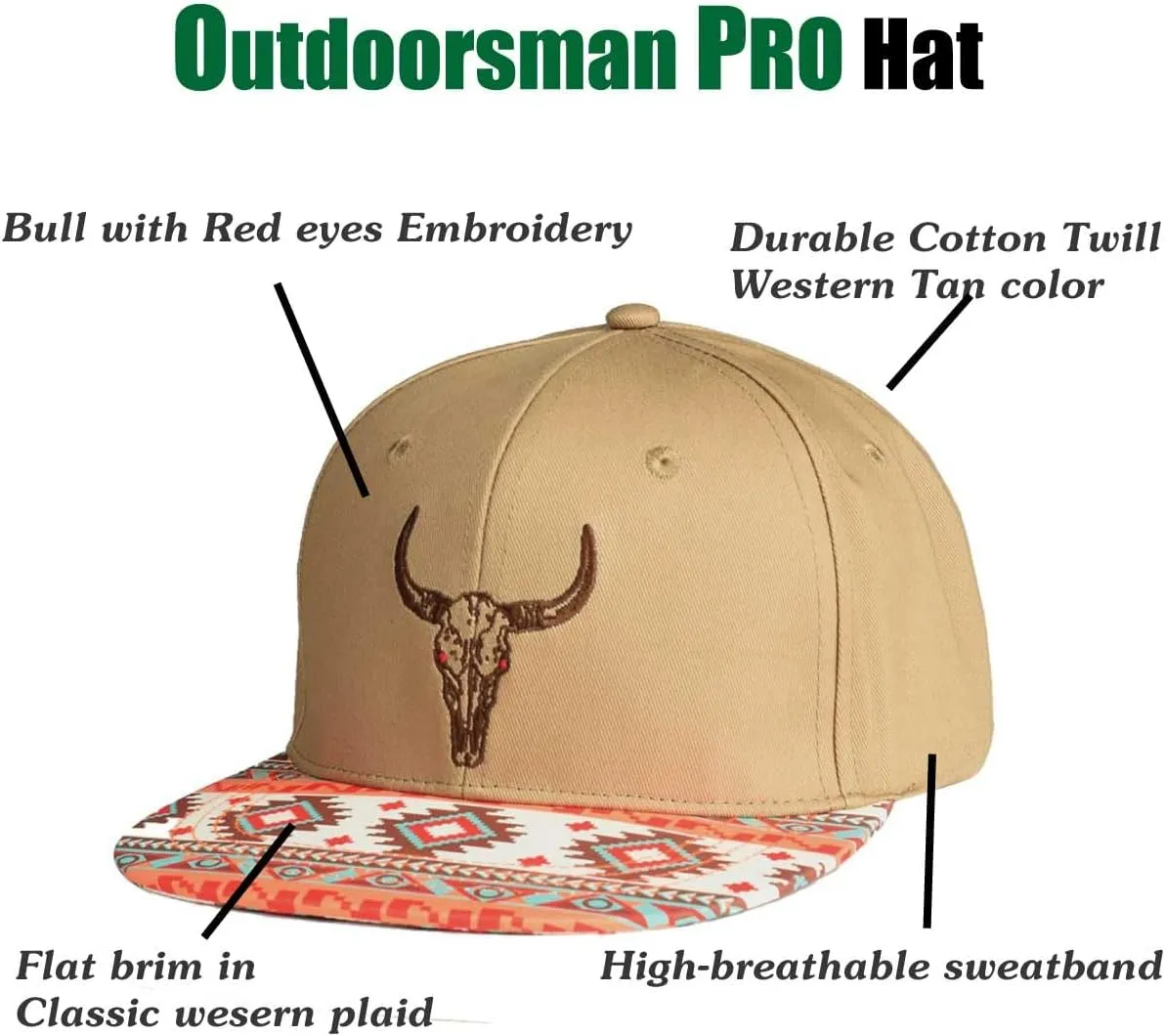 EDTREK Performance Outdoorsman Snapback Truck Hat with Flat Brim - Unique Animal Embroidery