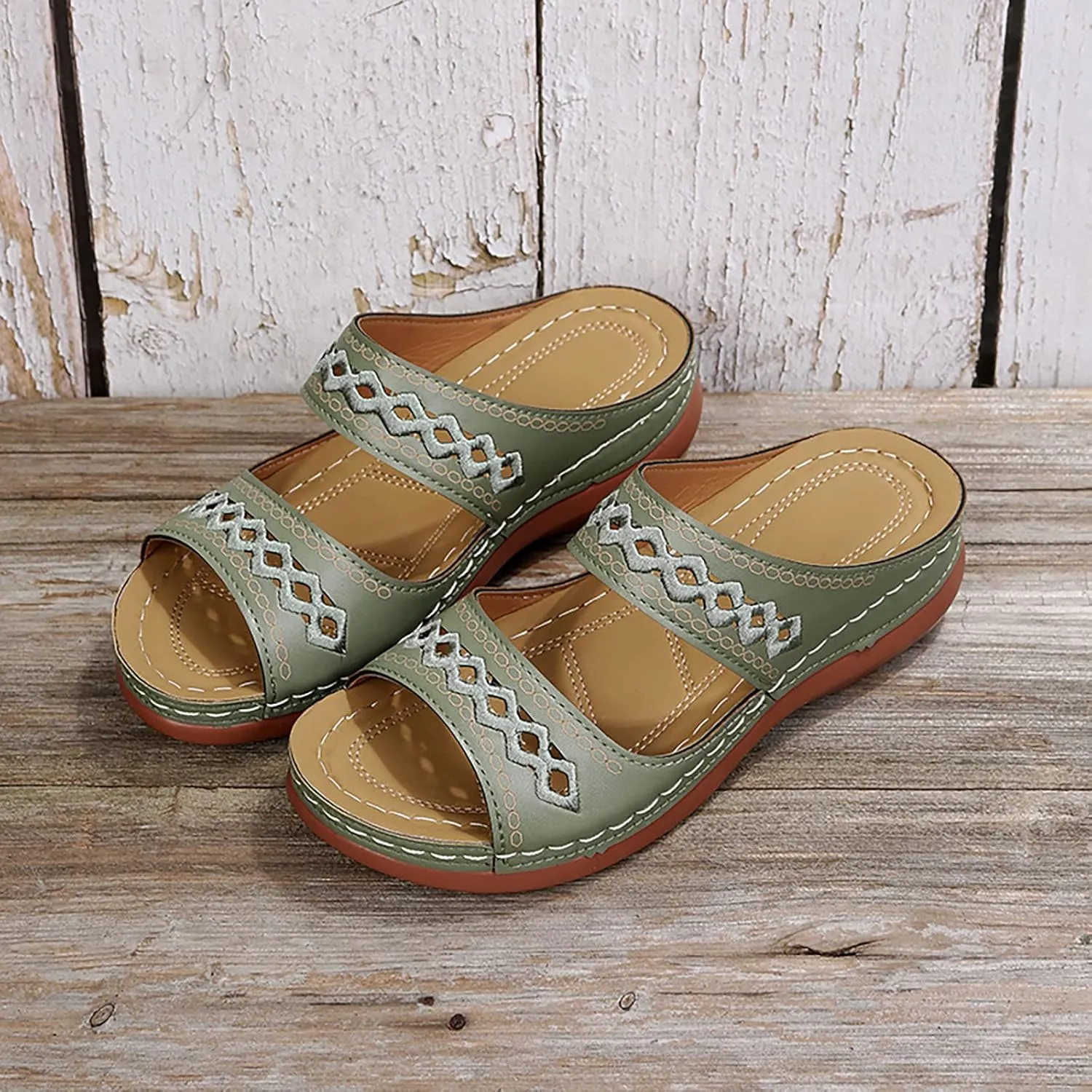 Eduavar Sandals for Women Casual Orthopedic Wedge Platform Sandals with Arch Support Comfortable Walking Slip on Slippers
