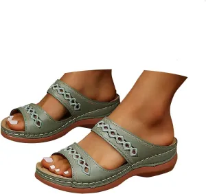 Eduavar Sandals for Women Casual Orthopedic Wedge Platform Sandals with Arch Support Comfortable Walking Slip on Slippers