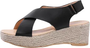 Espadrille Sandals for Women Platform Wedge Sandals Cross Strap Open Toe Espadrilles, Wide Width Comfortable Orthopedic Wedges Ankle Strap Slip on Casual Walking Shoes