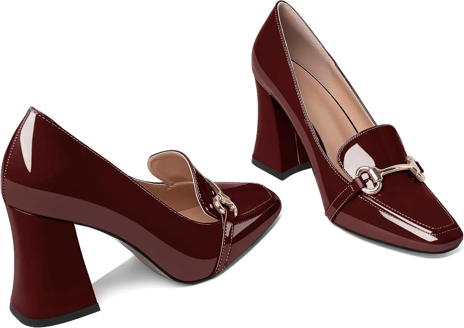 Esvowido Chunky Heels for Women Slip on Pumps Closed Toe Loafer Comfortable Shoes for Business