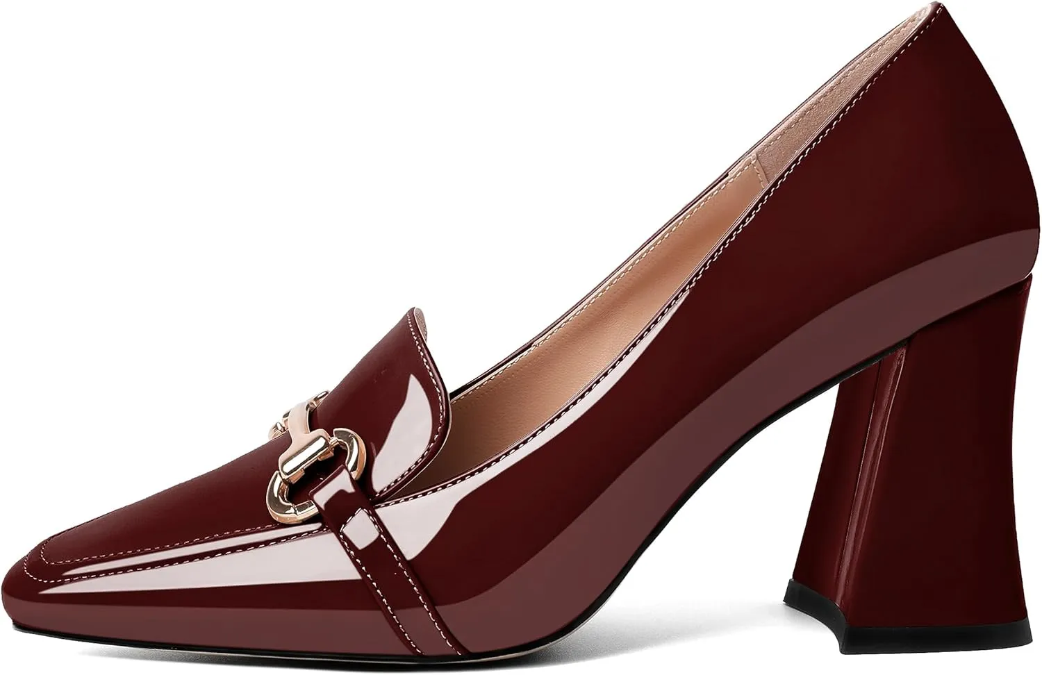 Esvowido Chunky Heels for Women Slip on Pumps Closed Toe Loafer Comfortable Shoes for Business